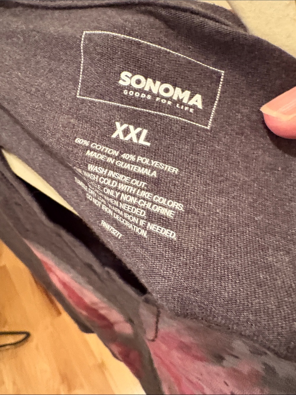 Sonoma Black Short-Sleeve V-Neck Tee with Red and Gray Floral Wing Graphic - Picture 2 of 3